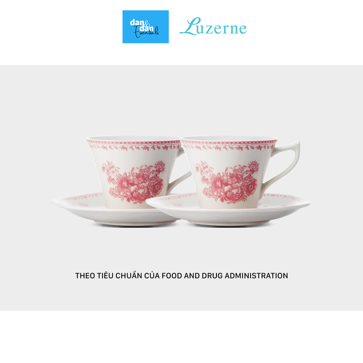 Full Set 2 pcs Tách & Dĩa Lót Luzerne LANCASTER GARDEN (Tặng kèm 1 thìa coffee)